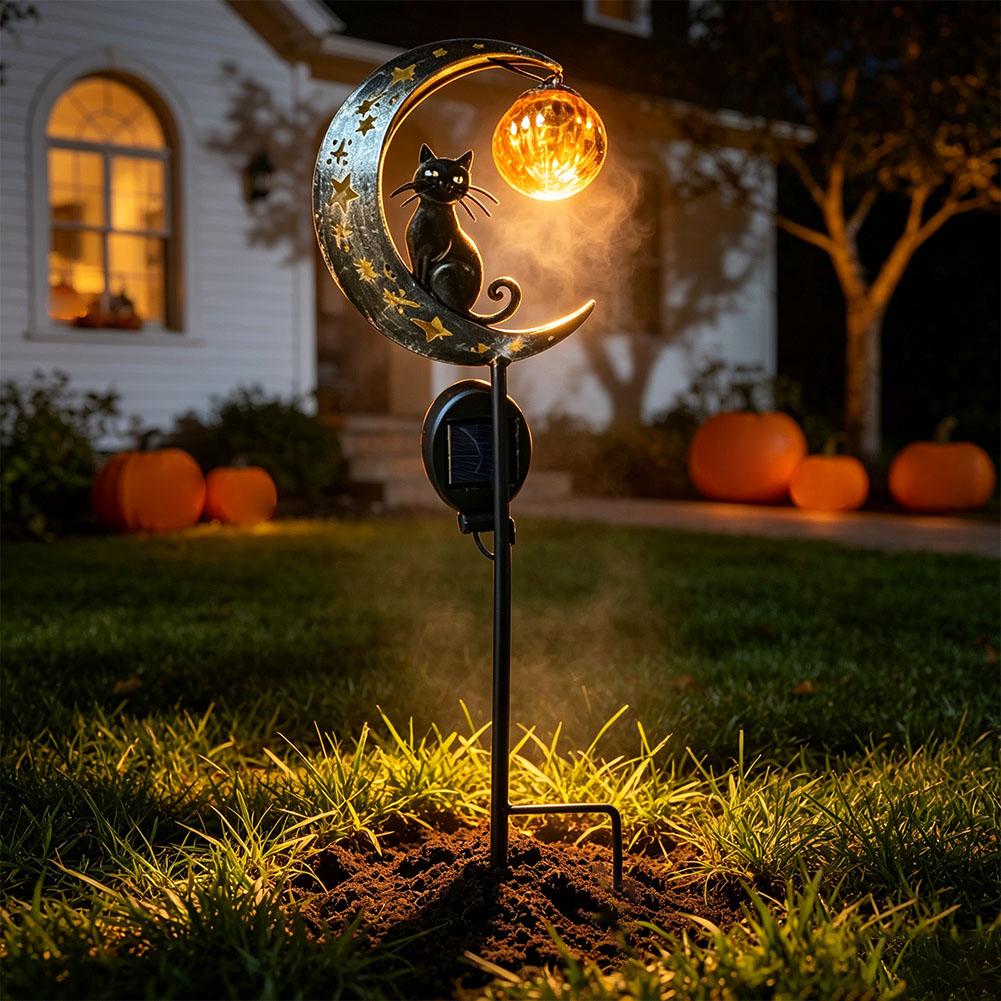 Pumpkin Lantern Halloween - Halloween-Gartenleuchte für den Außenbereich, rostfreie Metall-Mond-,