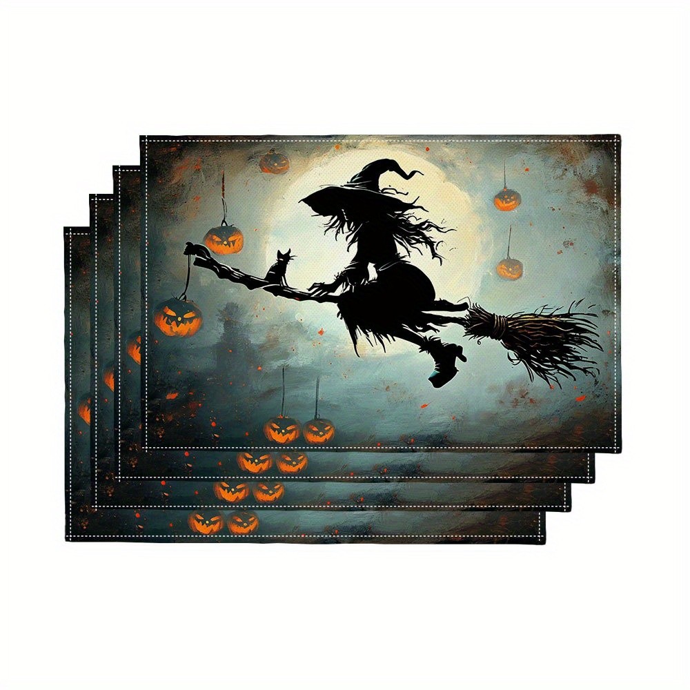 Pumpkin Lantern Halloween - Set aus 4 gruseligen Halloween-Tischsets mit