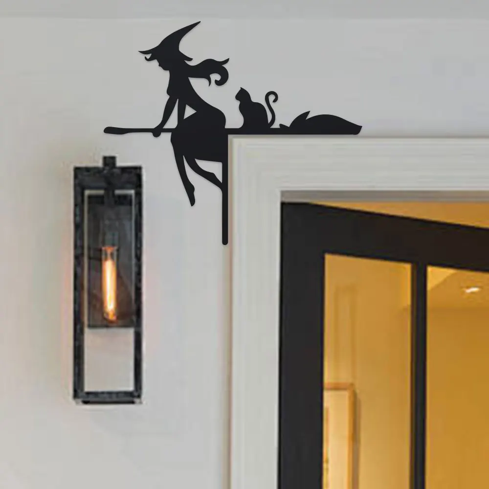 Spider Web Halloween Decoration - Halloween-Türrahmen-Dekorationsset – Silhouetten aus Schmiedeeisen mit
