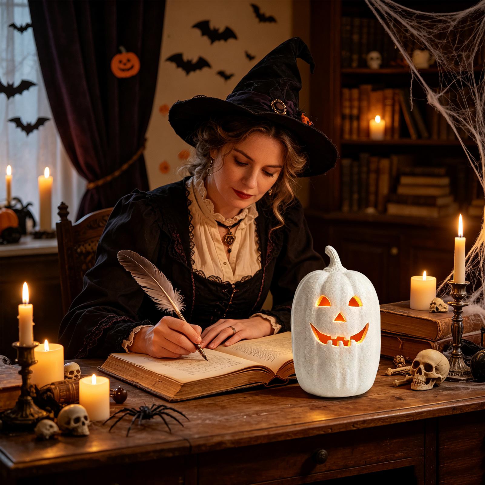 Pumpkin Lantern Halloween - Kürbislaternen-Dekoration, handgefertigte dekorative Kürbislaterne aus Kunstharz,
