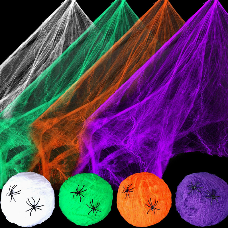 Spider Web Halloween Decoration - Halloween-Dekoration Weißes Spinnennetz Künstliches Dehnbares Spinnennetz