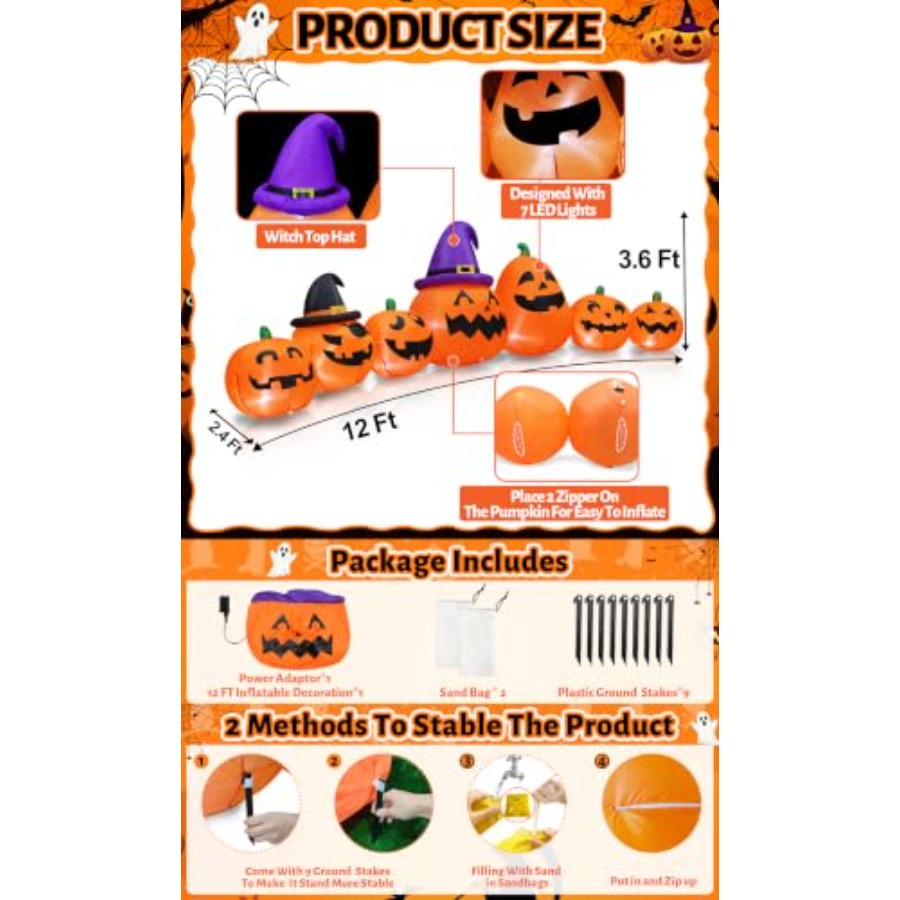 Aufblasbare Halloween-Kürbis-D – Halloween Pumpkin Decor Led Bewertung und Preis