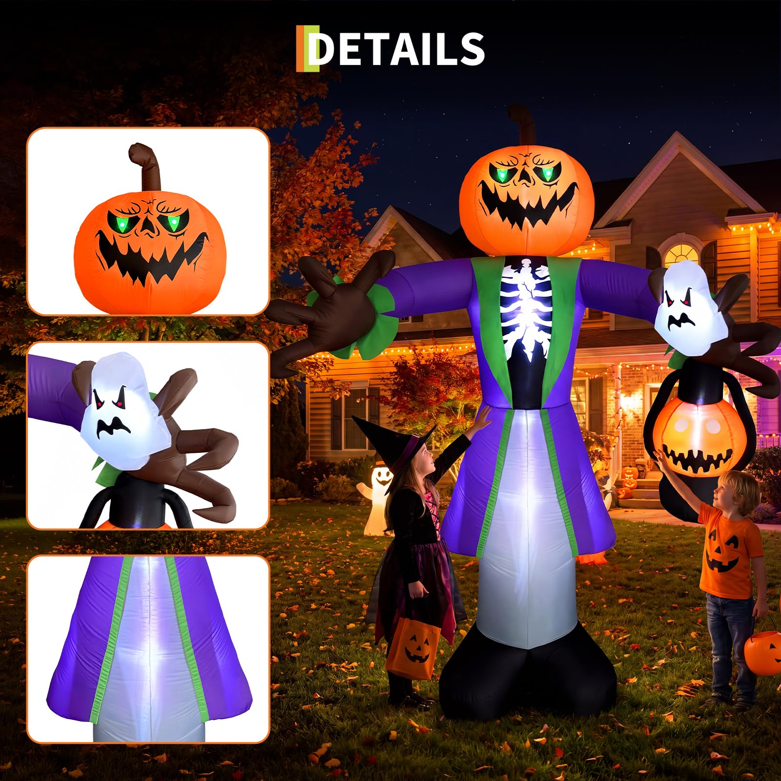 8 Fuß großer, beleuchteter, au – Pumpkin Lantern Halloween Bewertung und Preis